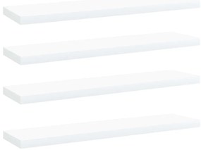 Ράφια Βιβλιοθήκης 4 τεμ. Λευκά 40x10x1,5 εκ. από Επεξ.Ξύλο