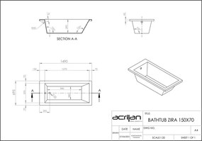 Acrilan Zira 150x70 - Ευθύγραμμη Ακρυλική Μπανιέρα - Maxxcoat, White Gloss