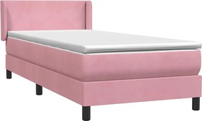 vidaXL Box Spring κρεβάτι με στρώμα ροζ 90x210 εκ. Βελούδινο