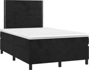 vidaXL Κρεβάτι Boxspring με Στρώμα Μαύρο 120 x 200 εκ. Βελούδινο