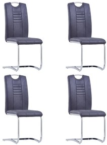 Καρέκλες Τραπεζαρίας «Πρόβολος» 4 τεμ. Γκρι Συνθετικό Καστόρι