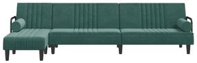 Καναπές Κρεβάτι Γωνιακός Σκ. Πράσινο 260x140x70 εκ. Βελούδινος - Πράσινο