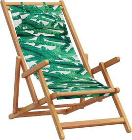 vidaXL Σεζλόνγκ Πτυσσόμενη Σχέδιο Φύλλων Μασίφ Ξύλο Ευκαλύπτου/Ύφασμα