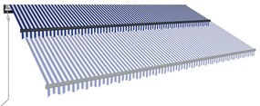 vidaXL Τέντα Συρόμενη Αυτόματη Μπλε / Λευκό 600 x 300 εκ.