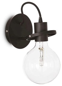 Φωτιστικό Τοίχου-Απλίκα Radio 119502 24x18cm 1xE27 60W 3000K Black Ideal Lux Metal, Fabric