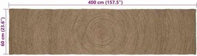 vidaXL Χαλιά χώρου Γκρι 60 x 400 εκ. Γιούτα
