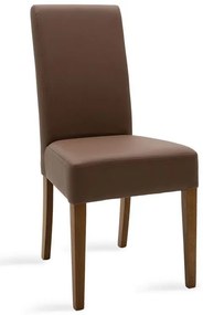 Καρέκλα Ditta PU ανοικτό καφέ-πόδι μασίφ ξύλο καρυδί 2αδα 45x58x96 εκ.