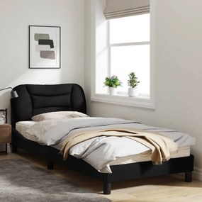 Πλαίσιο Κρεβατιού με LED Μαύρο 90x190 εκ. Ύφασμα - Μαύρο