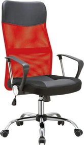 BF2400-PVC Πολυθρόνα Γραφείου Διευθυντή, Βάση Χρώμιο, Pvc - Mesh, Κόκκινο - Μαύρο   1τμχ