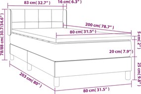 vidaXL Κρεβάτι Boxspring με Στρώμα Ροζ 80 x 200 εκ. Βελούδινο