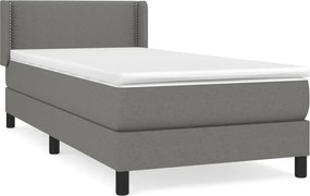 vidaXL Κρεβάτι Boxspring με Στρώμα Σκούρο Γκρι 90x190 εκ. Υφασμάτινο