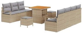 vidaXL Σετ Καναπέ Κήπου με μαξιλάρι 10 pcs Μπεζ Πολυ ράταν