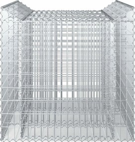 vidaXL Ανασηκωμένο κρεβάτι gabion 2 pcs Ασημί