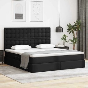 vidaXL Κρεβάτι Αποθήκης με στρώμα Μαύρο 160 x 200 cm Τεχνητό Δέρμα