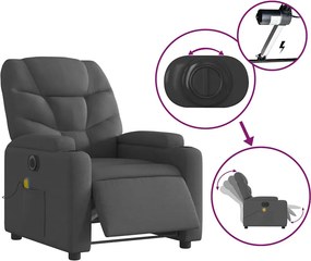 vidaXL Πολυθρόνα Μασάζ Ανακλινόμενη Ηλεκτρική Σκούρο Γκρι Υφασμάτινη