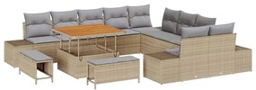 vidaXL Σετ Καναπέ Κήπου με μαξιλάρι 13 pcs Μπεζ Πολυ ράταν
