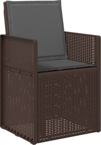 vidaXL Σέτ φαγητού για κήπο με μαξιλάρι 5 pcs Καφέ και Ανθρακί PP