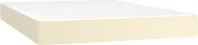 vidaXL Κρεβάτι Boxspring με Στρώμα &amp; LED Κρεμ 140x190 εκ. Συνθ. Δέρμα