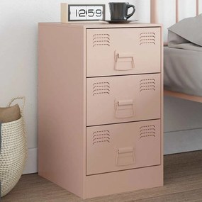 vidaXL Κομοδίνο Ροζ 34,5x39x62 εκ. από Χάλυβα