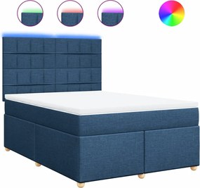 vidaXL Κρεβάτι Boxspring με Στρώμα Μπλε 160x200 εκ. Υφασμάτινο