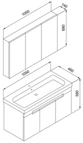 Πάγκος μπάνιου με Νιπτήρα TREND 105 Ανθρακί 105x46x58 εκ.