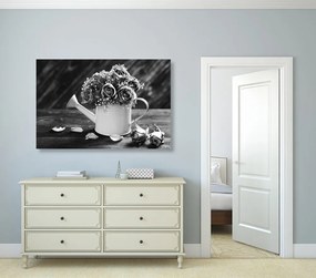 Εικόνα ενός τριαντάφυλλου σε μια κούπα σε μαύρο & άσπρο - 90x60