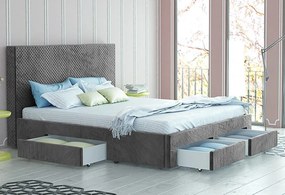 Κρεβάτι Διπλό, Zarden, veluto elphant 160x200cm με στρώμα - GRA707