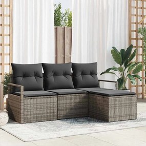 vidaXL Σετ Καναπέ 4 pcs Γκρι συνθετικό ρατάν