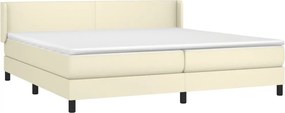 vidaXL Κρεβάτι Boxspring με Στρώμα Κρεμ 200x200 εκ. Συνθετικό Δέρμα