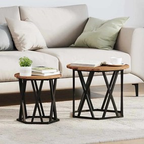 vidaXL Τραπεζάκι Πλευράς 2 pcs ανακυκλωμένο ξύλο