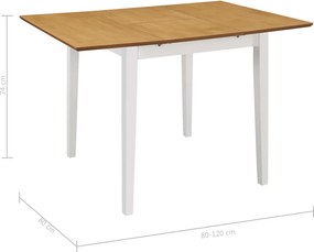 vidaXL Τραπεζαρία Επεκτεινόμενη Λευκή (80-120) x 80 x 74 εκ. από MDF