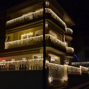 200 χριστουγεννιάτικα λαμπάκια led mini βροχή IP44 ψυχρό φως με πρόγραμμα και διάφανο καλώδιο