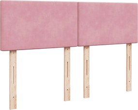 vidaXL Κρεβάτι Boxspring με Στρώμα Ροζ 140x190 εκ. Βελούδινο