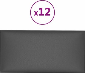 vidaXL Κεφαλάρι Τοίχου 12 pcs 60 x 30 cm Γκρι ύφασμα