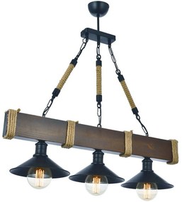 Φωτιστικό Οροφής - Ράγα Kutuk 890BCN1121 70x22x75cm 3xE27 40W Walnut-Black Opviq