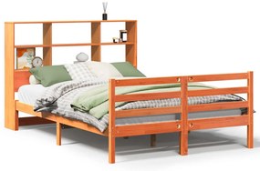 vidaXL Κρεβάτι Βιβλιοθήκη Χωρίς Στρώμα Καφέ 150x200 εκ Μασίφ Πεύκο