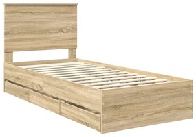 vidaXL Σκελετός Κρεβατιού Δρύς Sonoma 90 x 190 cm Μηχανήματος Ξύλο