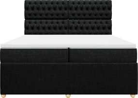 vidaXL Κρεβάτι Boxspring με Στρώμα Μαύρο 200x200 εκ. Υφασμάτινο