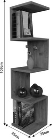 Ραφιέρα τοίχου Zigzag pakoworld oak-ανθρακί μελαμίνης 25x25x109εκ
