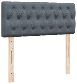 Κρεβάτι Boxspring με Στρώμα Σκούρο Γκρι 120x190 εκ. Βελούδινο - Γκρι