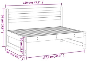 Καναπές Κήπου Μεσαίος Γκρι 120 x 80 εκ. από Μασίφ Ξύλο Πεύκου - Γκρι