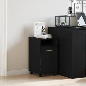 vidaXL Κομοδίνο με Ρόδες Μαύρο Δρυς 33x38x60 εκ Ξύλο