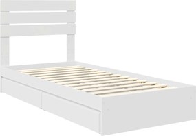 vidaXL Κρεβάτι Αποθήκης Λευκό 75 x 190 cm Επεξεργασμένο ξύλο