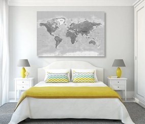 Εικόνα στο φελλό ενός όμορφου ασπρόμαυρου παγκόσμιου χάρτη - 120x80