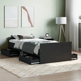 Πλαίσιο Κρεβατιού με Κεφαλάρι &amp; Ποδαρικό Μαύρο 90 x 200 εκ.