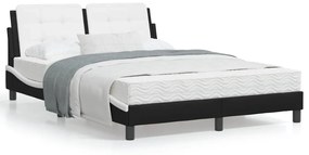 Πλαίσιο Κρεβατιού με LED Μαύρο/Λευκό 140x190εκ. Συνθετικό Δέρμα - Μαύρο