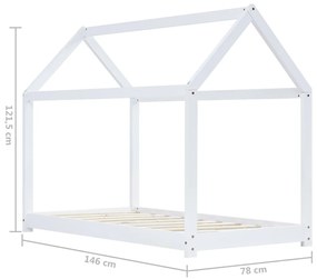 Πλαίσιο Κρεβατιού Παιδικό Λευκό Τύπου Montessori 70 x 140 εκ. Μασίφ Ξύλο Πεύκου - Λευκό