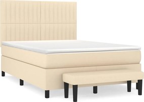 vidaXL Κρεβάτι Boxspring με Στρώμα Κρεμ 140x200 εκ. Υφασμάτινο
