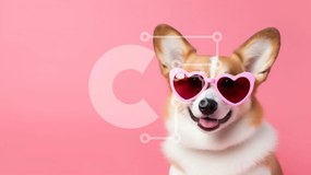 Σετ των 2 Intra Συλλεκτικό Ξύλινο Παζλ Plywood  4mm - Corgi Dog με γυαλιά ηλίου σε σχήμα καρδιάς Σε Ξύλινο Κουτί - Διαστάσεις: 10x10 cm – 25 κομμάτια