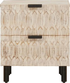 vidaXL Κομοδίνο 2 pcs Λευκό 40 x 33 x 46 εκ. Στερεό ξύλο μάνγκο